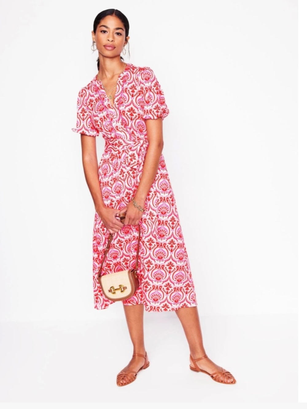 Boden - Sofia Trim Jersey Midi Dress in Poppy Red Size 8P NWT
